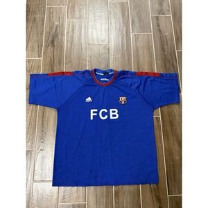 VTG Adidas FC Barcelona FCB Training Jersey Men's XL Blue Red Soccer Futbol